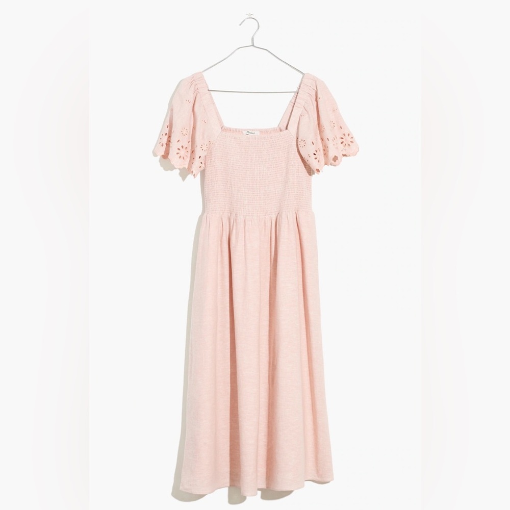 Madewell Lucie linen dress with embroidered sleeves